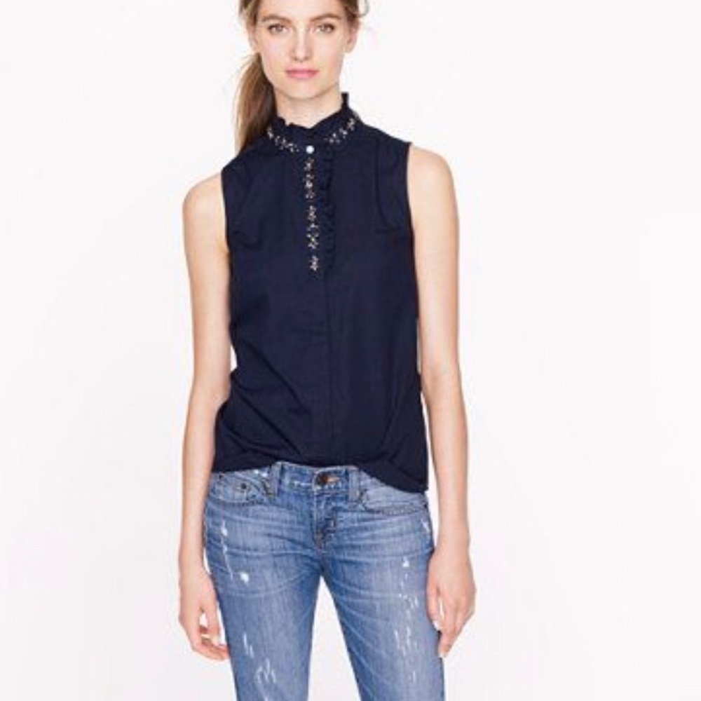 J.crew bejeweled button down blouse